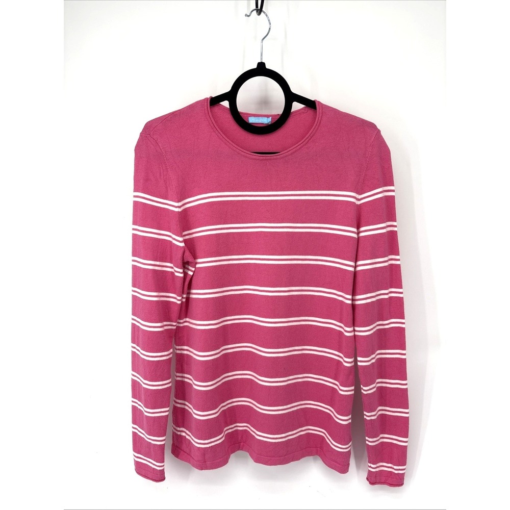 J. McLaughlin Sweater Women's Medium Pink Knit Striped Sweater